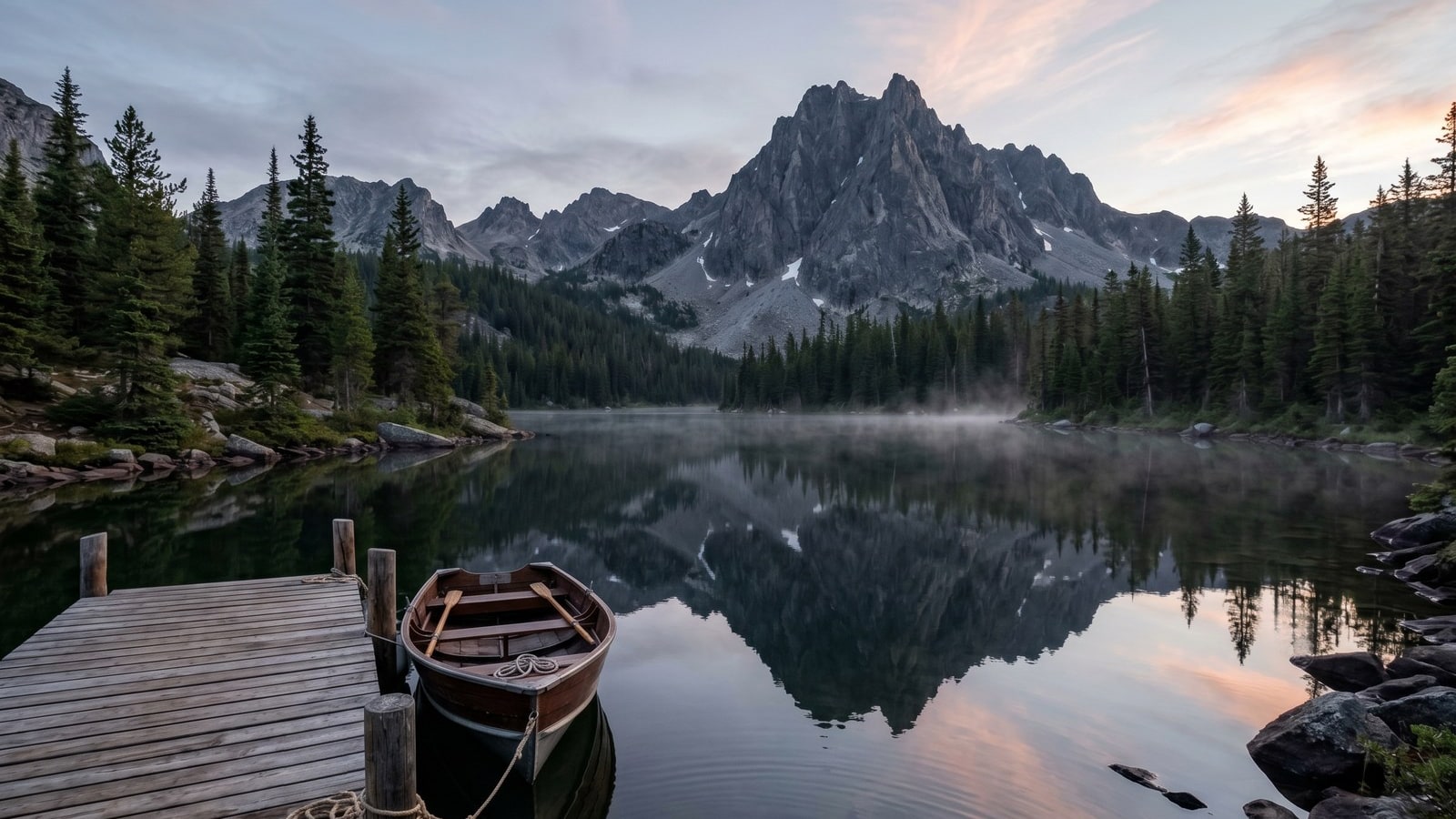 A mountain-lake landscape trimmed to a 16:9 frame for YouTube thumbnails and presentation slides.