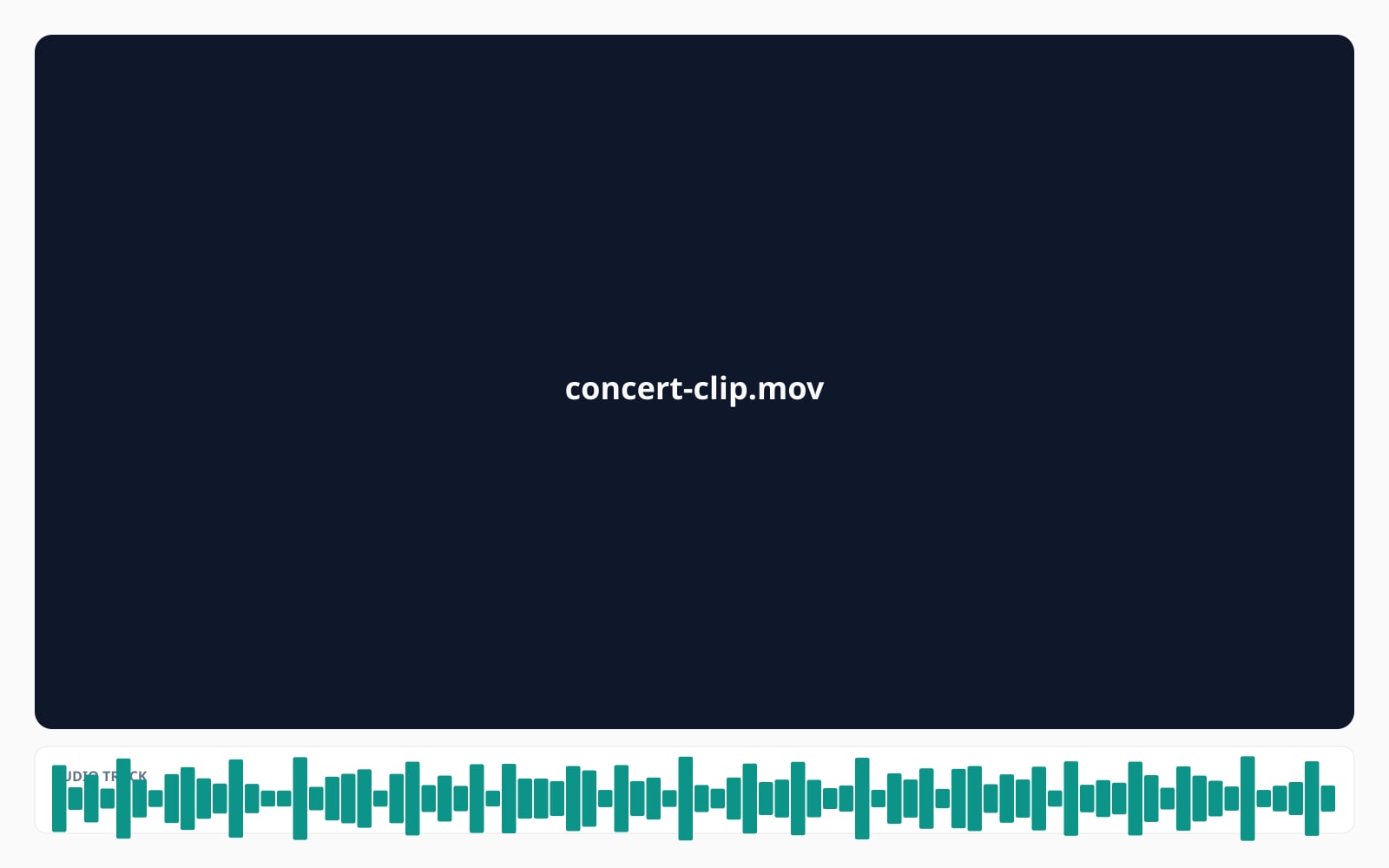 A concert clip with loud audio waveform becomes the same clip with the sound removed. The picture stays exactly the same.