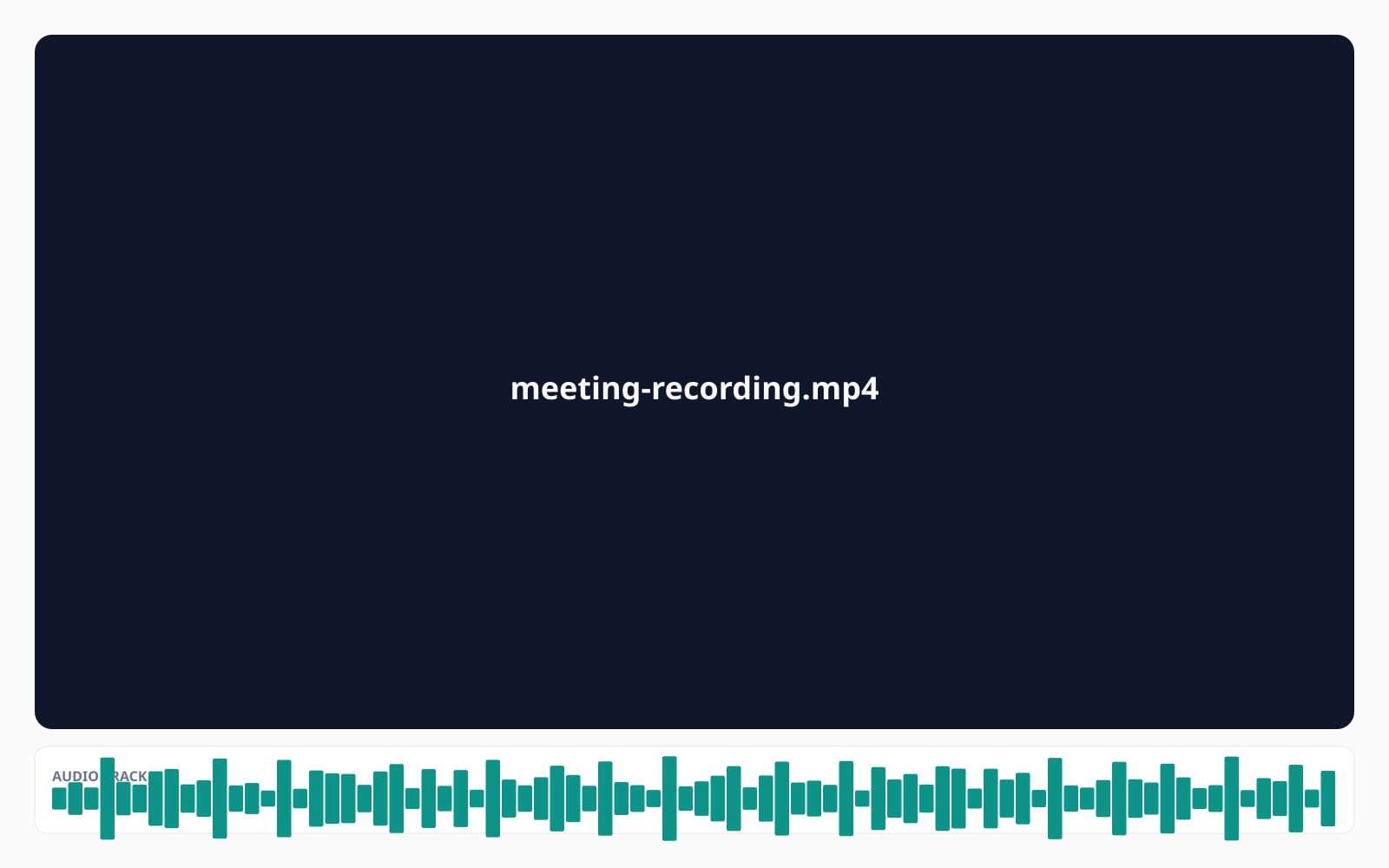 A video card with a busy audio waveform before, the same card with a flat zero line after the audio is removed.
