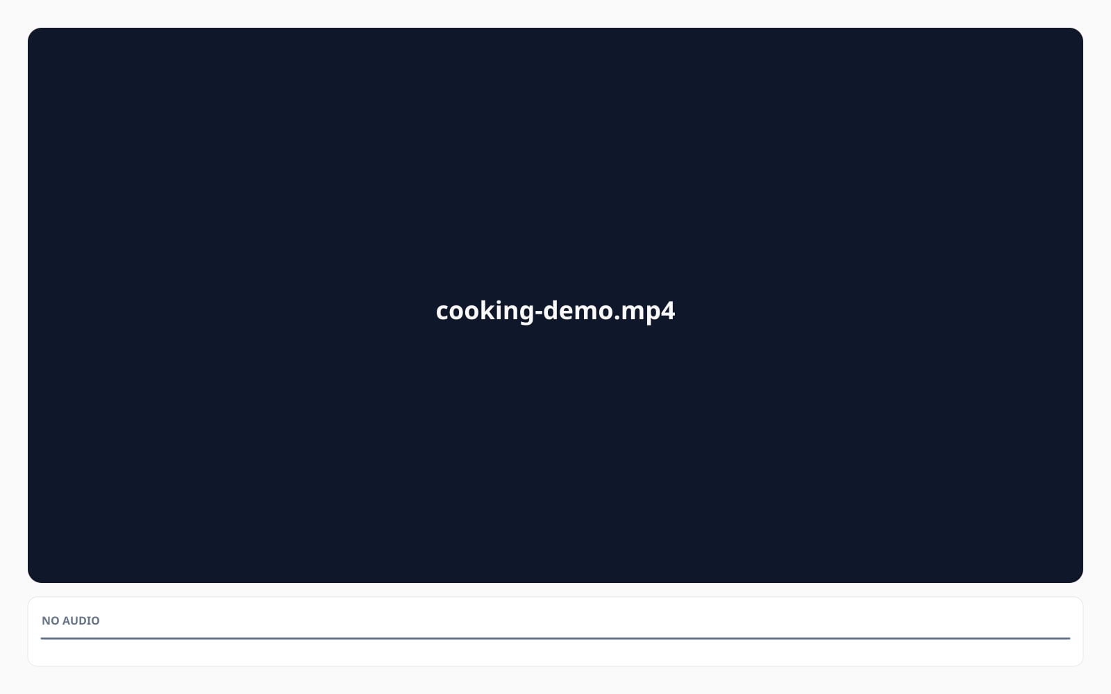 A cooking demo loses its kitchen noise without touching the video. Subtitles and chapters are kept.