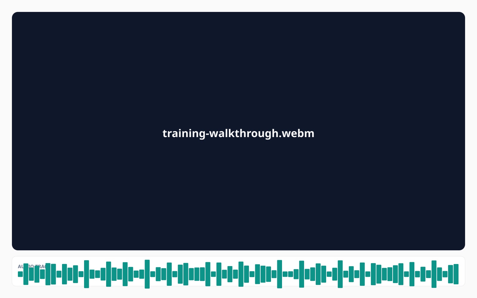 A training walkthrough is muted in one pass. The output is checked to have zero audio tracks before download.