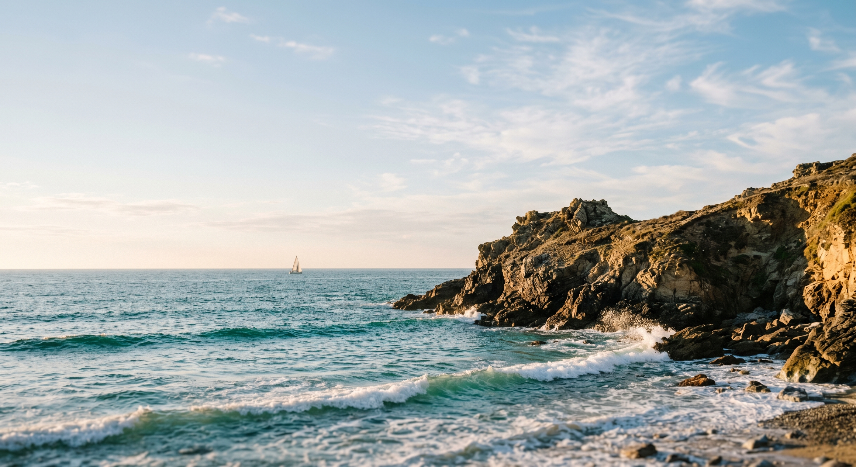 A Gemini-generated coastal scene. The watermark sits in the bottom-right corner over the rocks and surf, and the cleaner blends it back into the shoreline.