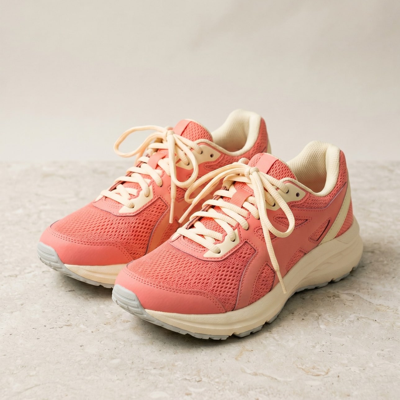 A product shot of running shoes crops to a square that keeps the shoe centred without trimming the laces.